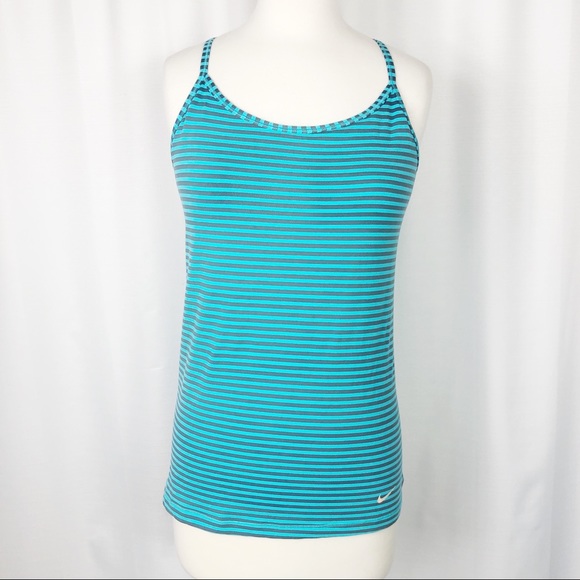 Nike Tops - Nike Dri Fit Gray Turquoise Workout Tank